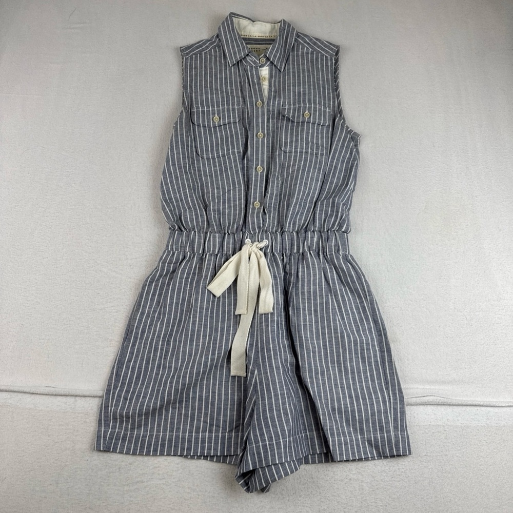 Kate Spade Broome Street Womens Ooh La La Romper XS Striped  Linen Blend